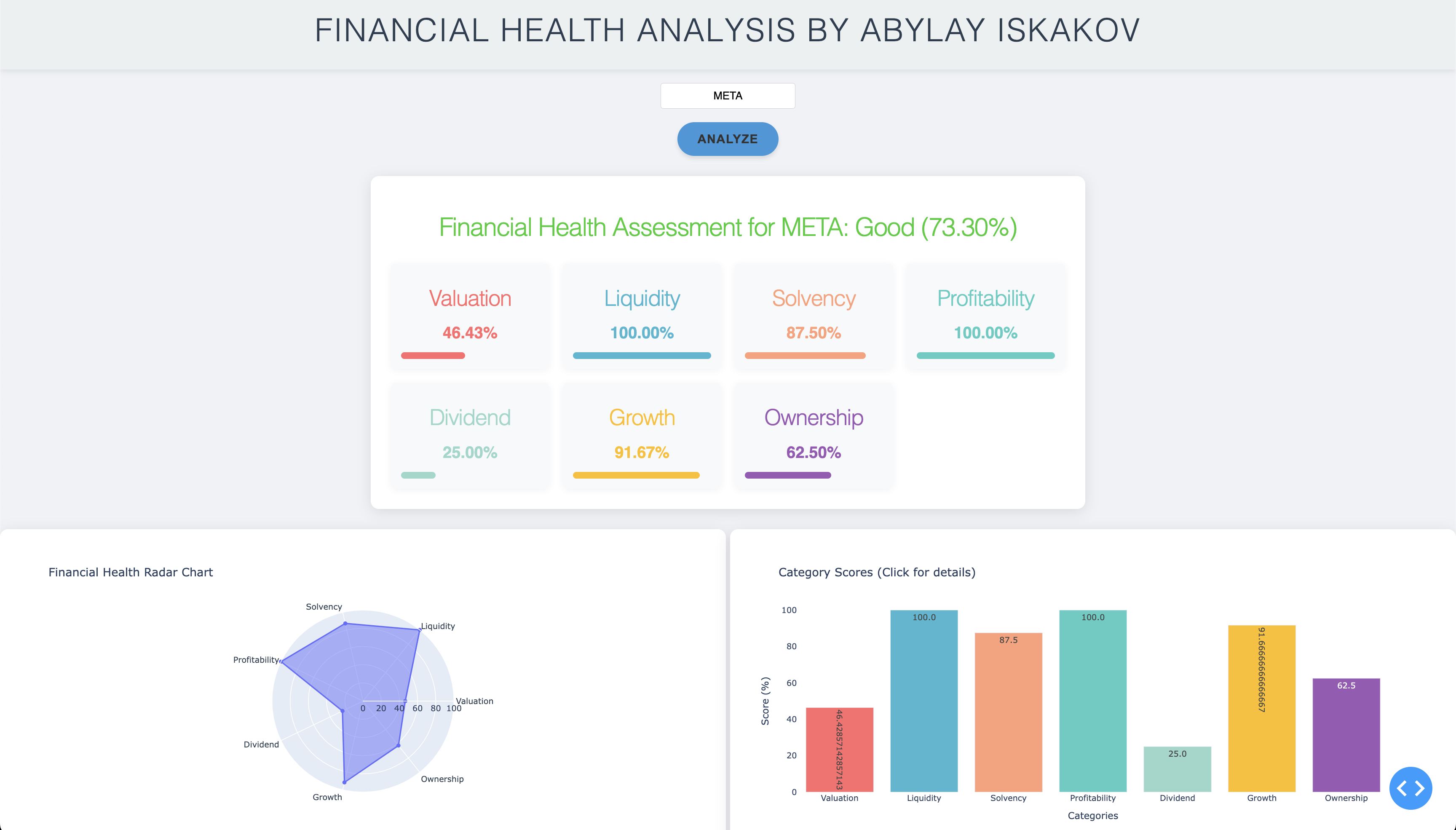 Company's Financial Health Assessment Dashboard